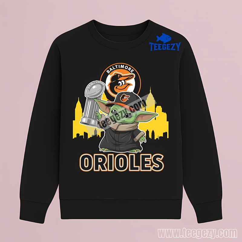 Baltimore Orioles Baby Yoda Holding World Series Trophy Cotton Long Sleeve Baltimore Orioles Baby Yoda Holding World Series Trophy Cotton Long Sleeve