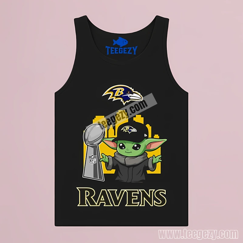 Baltimore Ravens Baby Yoda Holding Super Bowl Cup Adults Tanktop Baltimore Ravens Baby Yoda Holding Super Bowl Cup Adults Tanktop