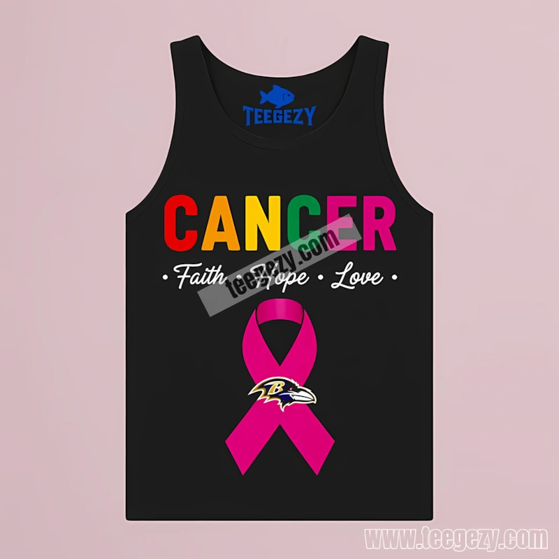 Baltimore Ravens Cancer Awareness Faith Hope Love Adults Tanktop Baltimore Ravens Cancer Awareness Faith Hope Love Adults Tanktop