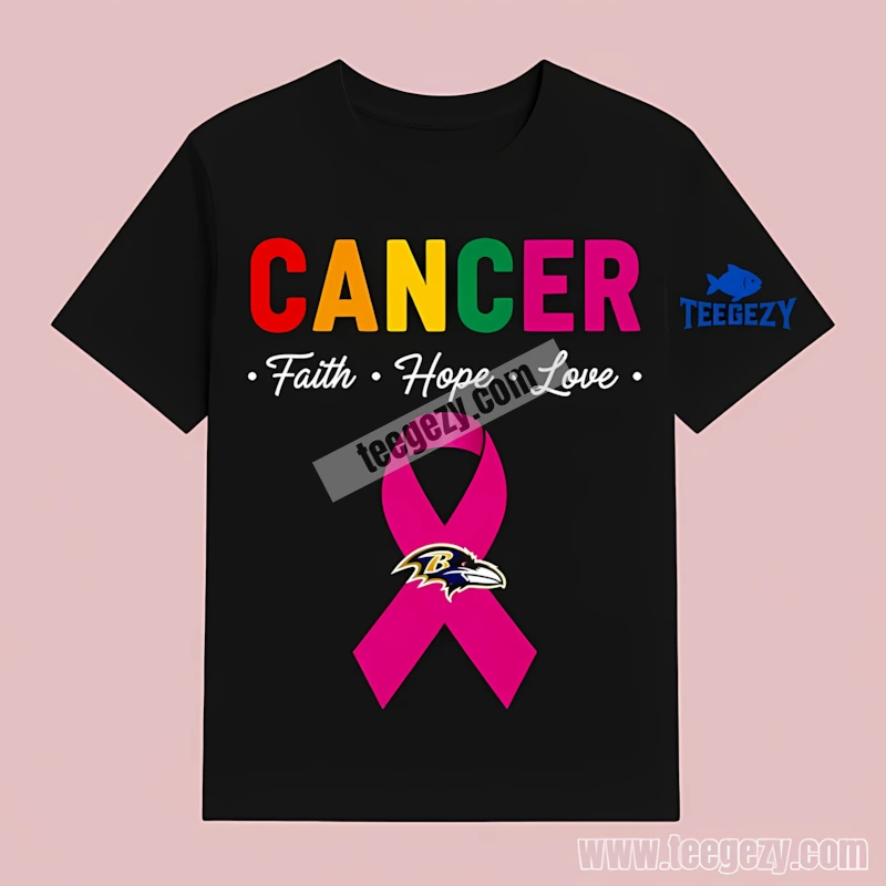 Baltimore Ravens Cancer Awareness Faith Hope Love Adults T-Shirt Baltimore Ravens Cancer Awareness Faith Hope Love Adults T-Shirt
