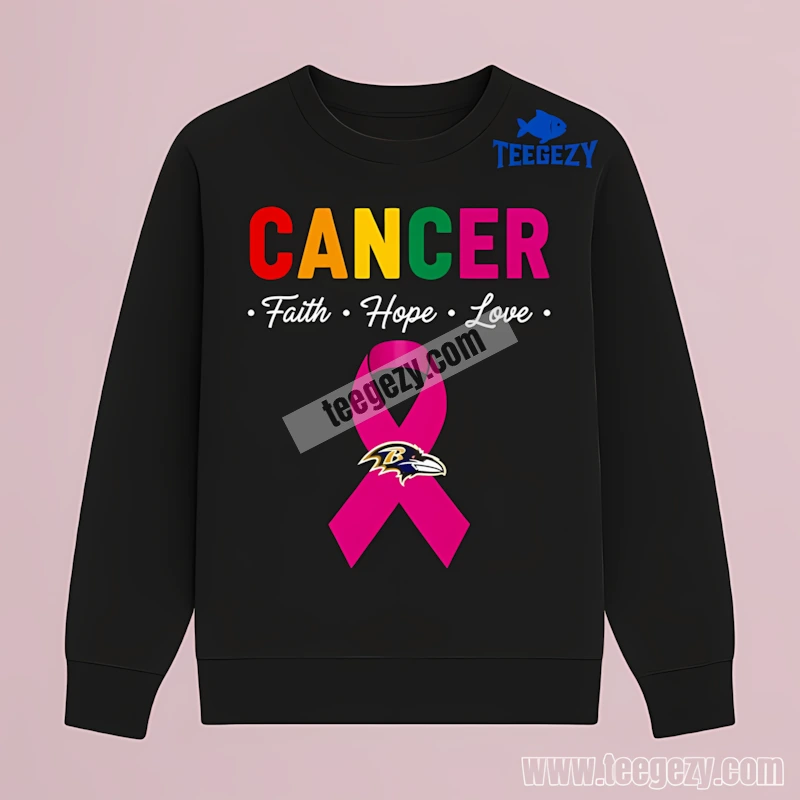 Baltimore Ravens Cancer Awareness Faith Hope Love Adults Long Sleeve Baltimore Ravens Cancer Awareness Faith Hope Love Adults Long Sleeve
