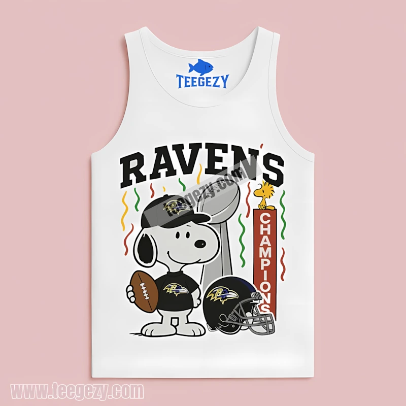 Baltimore Ravens Champions Snoopy Celebration Unisex Tanktop Baltimore Ravens Champions Snoopy Celebration Unisex Tanktop