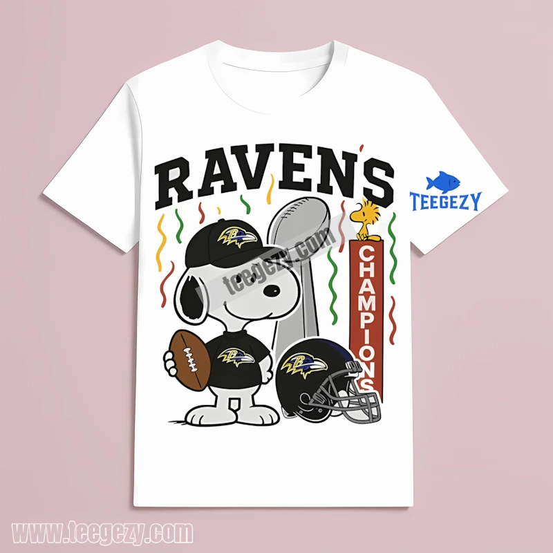 Baltimore Ravens Champions Snoopy Celebration Unisex T-Shirt Baltimore Ravens Champions Snoopy Celebration Unisex T-Shirt