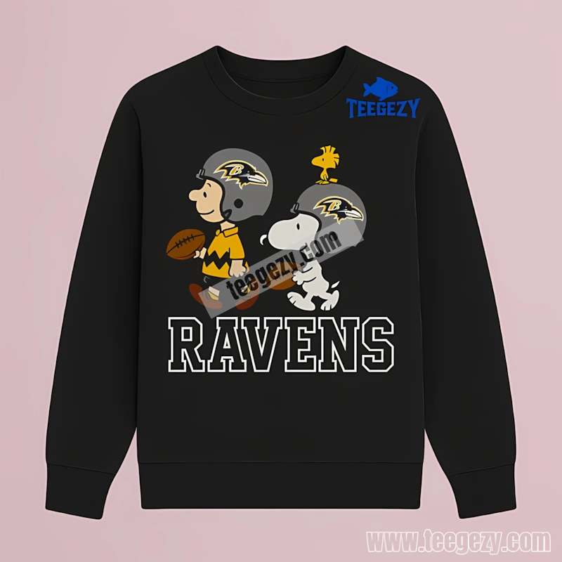 Baltimore Ravens Charlie Brown And Snoopy Play Together Sports Long Sleeve Baltimore Ravens Charlie Brown And Snoopy Play Together Sports Long Sleeve