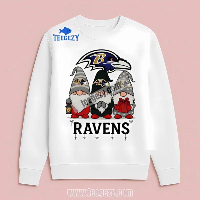 Baltimore Ravens Christmas Gnomes Graphic Long Sleeve Holiday Baltimore Ravens Christmas Gnomes Graphic Long Sleeve Holiday