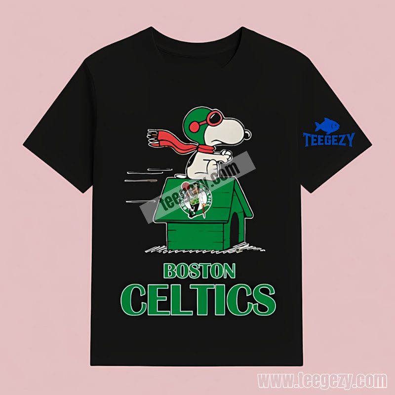 Boston Celtics Peanuts Snoopy Flying Classic T-Shirt Boston Celtics Peanuts Snoopy Flying Classic T-Shirt