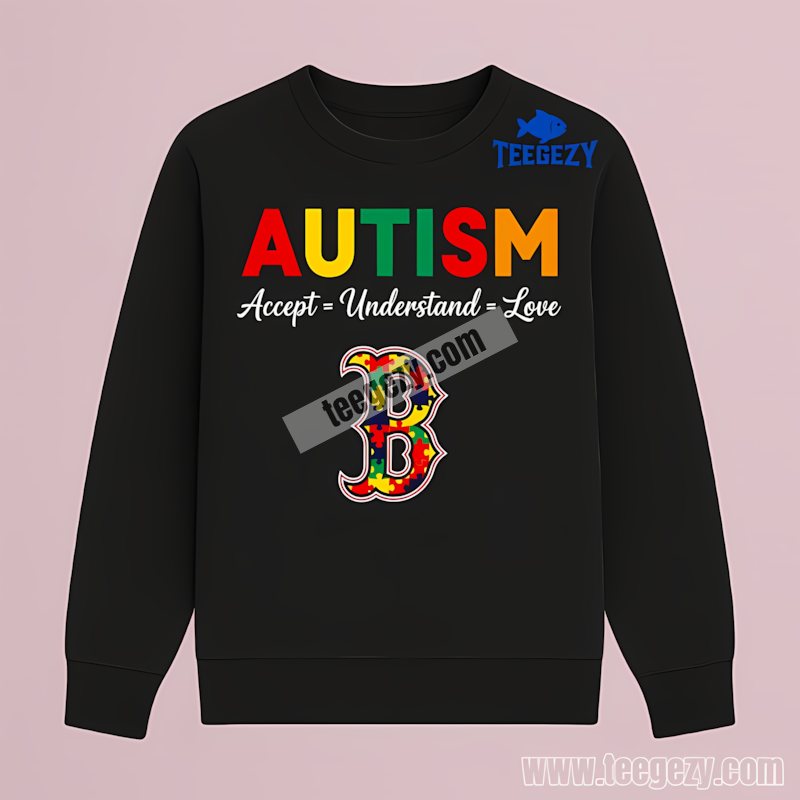 Boston Red Sox Autism Awareness Accept Understand Love Cotton Long Sleeve Boston Red Sox Autism Awareness Accept Understand Love Cotton Long Sleeve