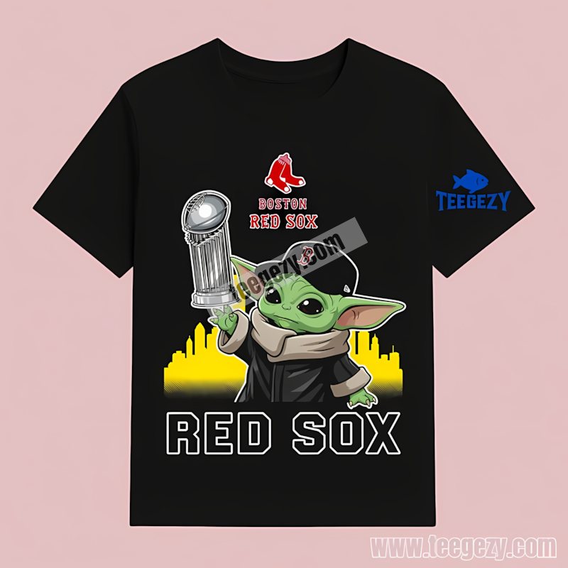 Boston Red Sox Baby Yoda Holding World Series Trophy Retro T-Shirt Boston Red Sox Baby Yoda Holding World Series Trophy Retro T-Shirt