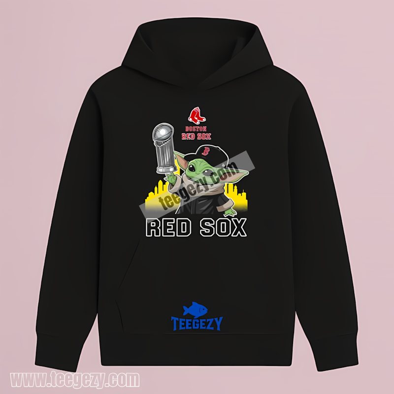 Boston Red Sox Baby Yoda Holding World Series Trophy Retro Hoodie Boston Red Sox Baby Yoda Holding World Series Trophy Retro Hoodie