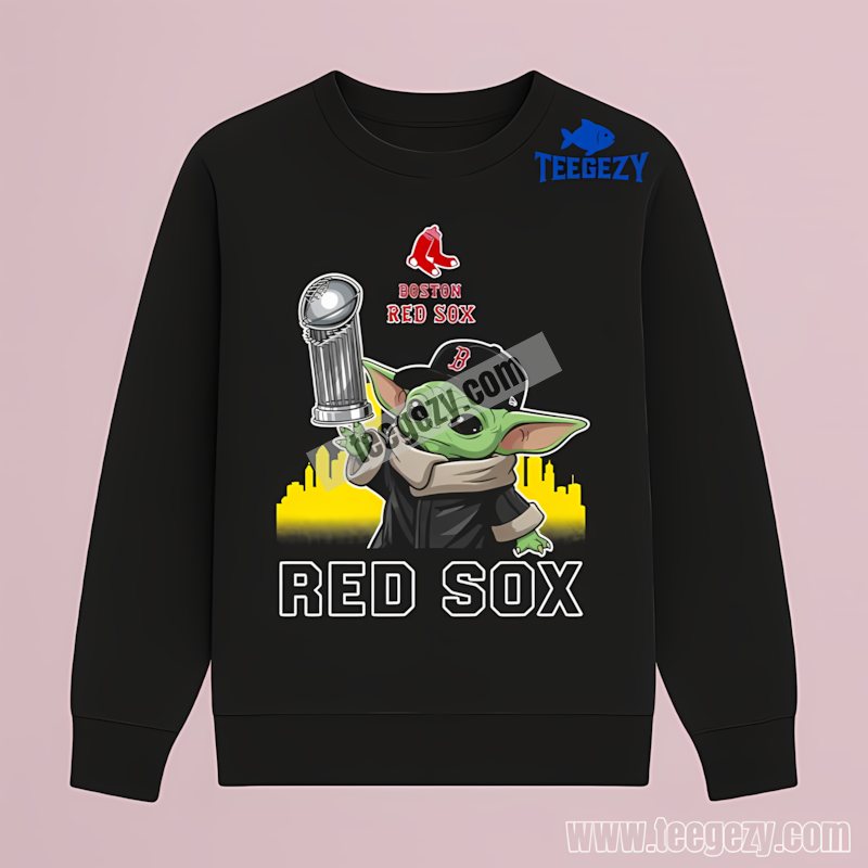 Boston Red Sox Baby Yoda Holding World Series Trophy Retro Long Sleeve Boston Red Sox Baby Yoda Holding World Series Trophy Retro Long Sleeve