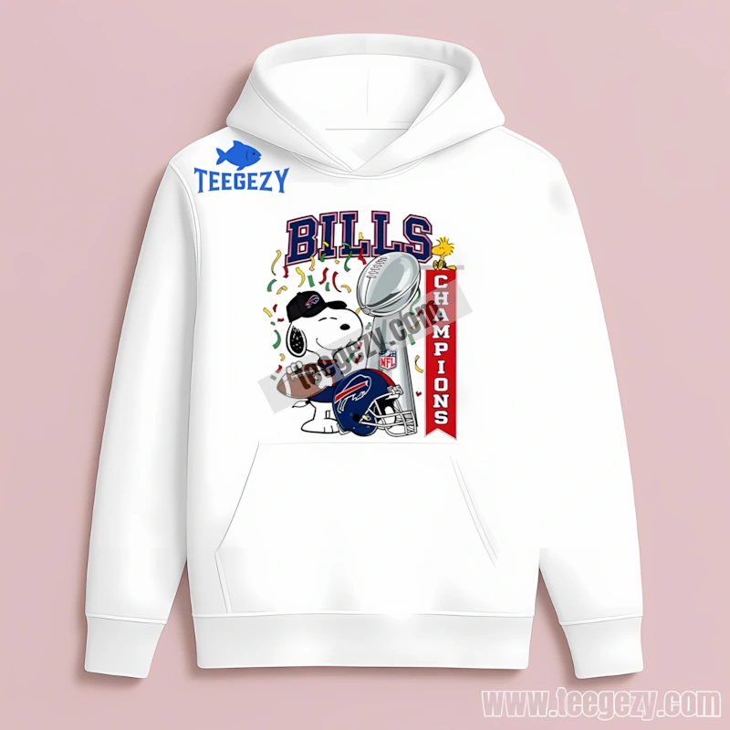 Buffalo Bills Champions Snoopy Celebration Cotton Hoodie Buffalo Bills Champions Snoopy Celebration Cotton Hoodie