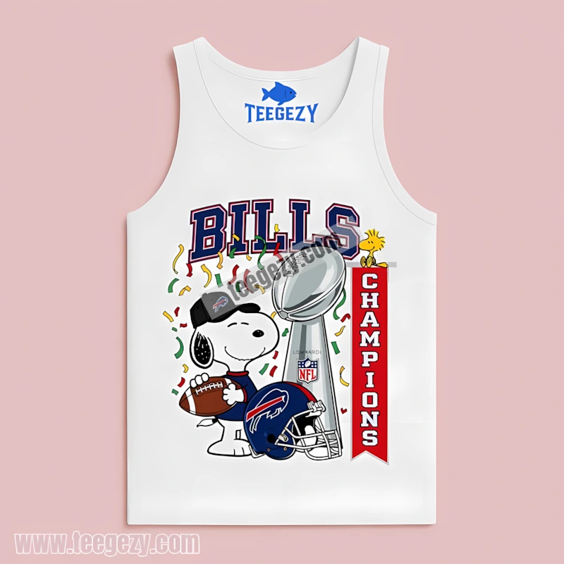 Buffalo Bills Champions Snoopy Celebration Cotton Tanktop Buffalo Bills Champions Snoopy Celebration Cotton Tanktop