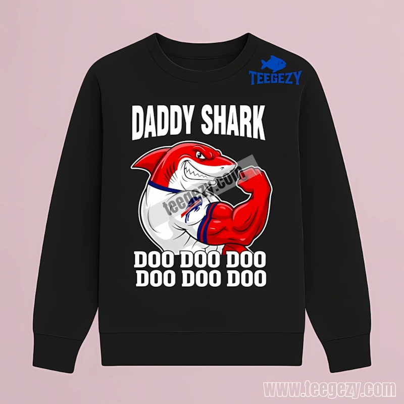 Buffalo Bills Daddy Shark Color Long Sleeve Buffalo Bills Daddy Shark Color Long Sleeve