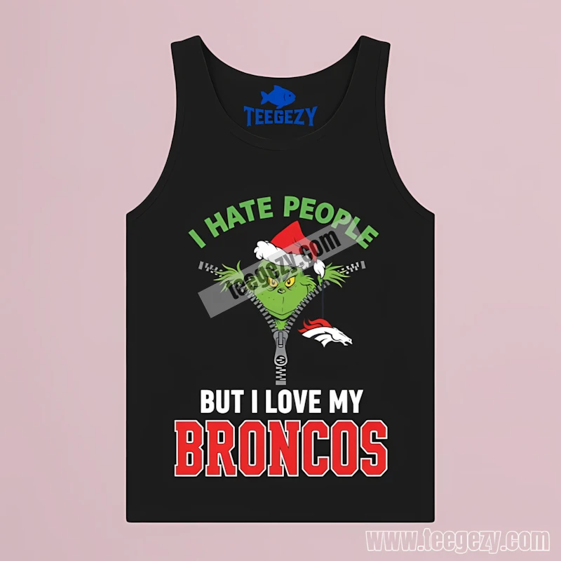Christmas Denver Broncos Grinch I Hate People Graphic Tanktop Christmas Denver Broncos Grinch I Hate People Graphic Tanktop