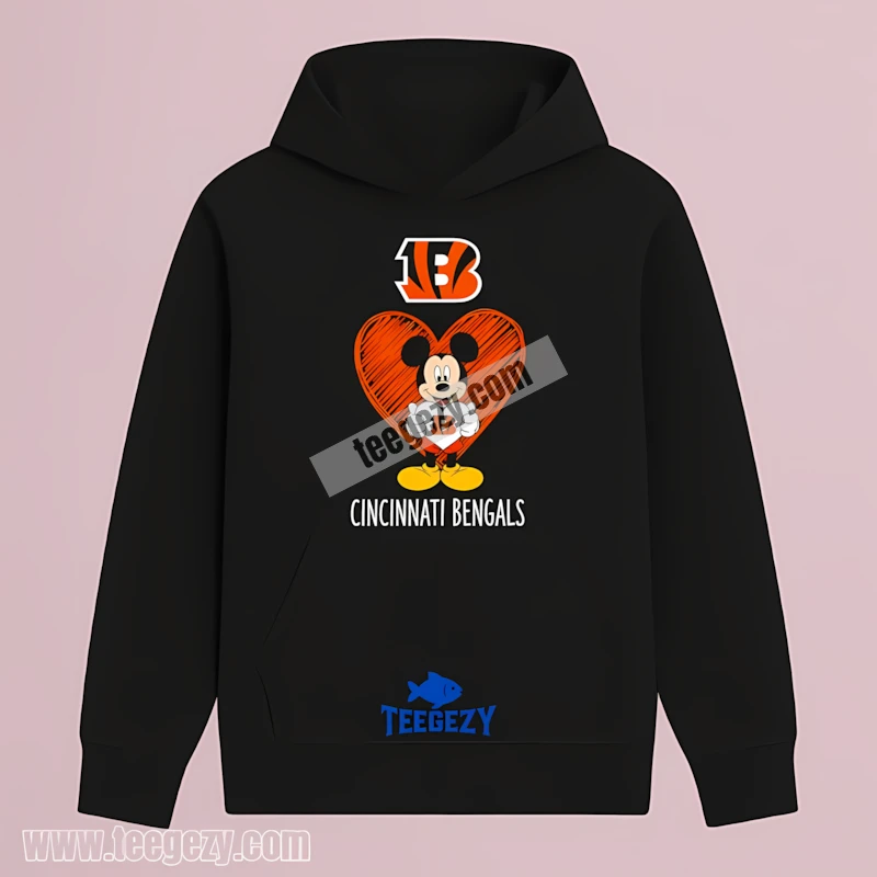 Cincinnati Bengals Mickey Heart Hoodie Men Women Cincinnati Bengals Mickey Heart Hoodie Men Women
