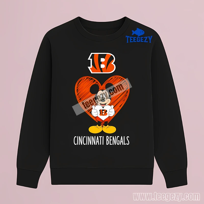 Cincinnati Bengals Mickey Heart Long Sleeve Men Women Cincinnati Bengals Mickey Heart Long Sleeve Men Women