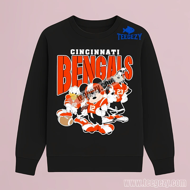 Cincinnati Bengals Vs Disney Team Mickey Donald Goofy Players Long Sleeve Cincinnati Bengals Vs Disney Team Mickey Donald Goofy Players Long Sleeve