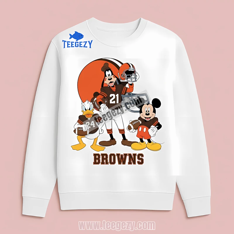 Cleveland Browns Vs Disney Team Mickey Donald Goofy Long Sleeve Cleveland Browns Vs Disney Team Mickey Donald Goofy Long Sleeve