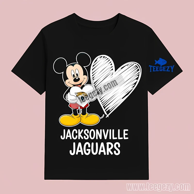Cute Jacksonville Jaguars Mickey Mouse Heart Classic T-Shirt Cute Jacksonville Jaguars Mickey Mouse Heart Classic T-Shirt