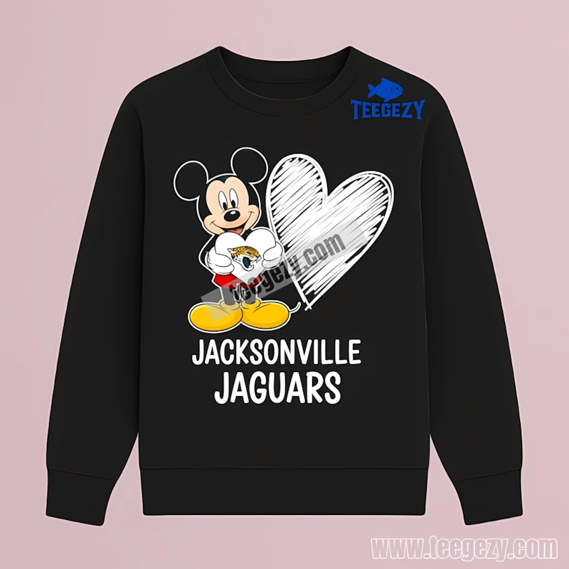 Cute Jacksonville Jaguars Mickey Mouse Heart Classic Long Sleeve Cute Jacksonville Jaguars Mickey Mouse Heart Classic Long Sleeve