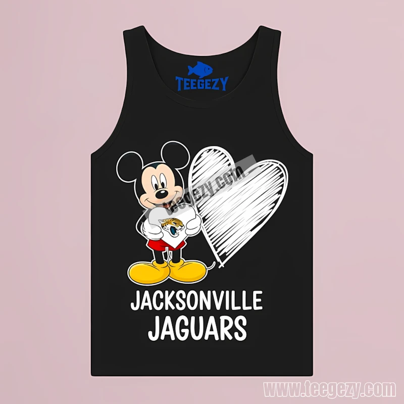 Cute Jacksonville Jaguars Mickey Mouse Heart Classic Tanktop Cute Jacksonville Jaguars Mickey Mouse Heart Classic Tanktop