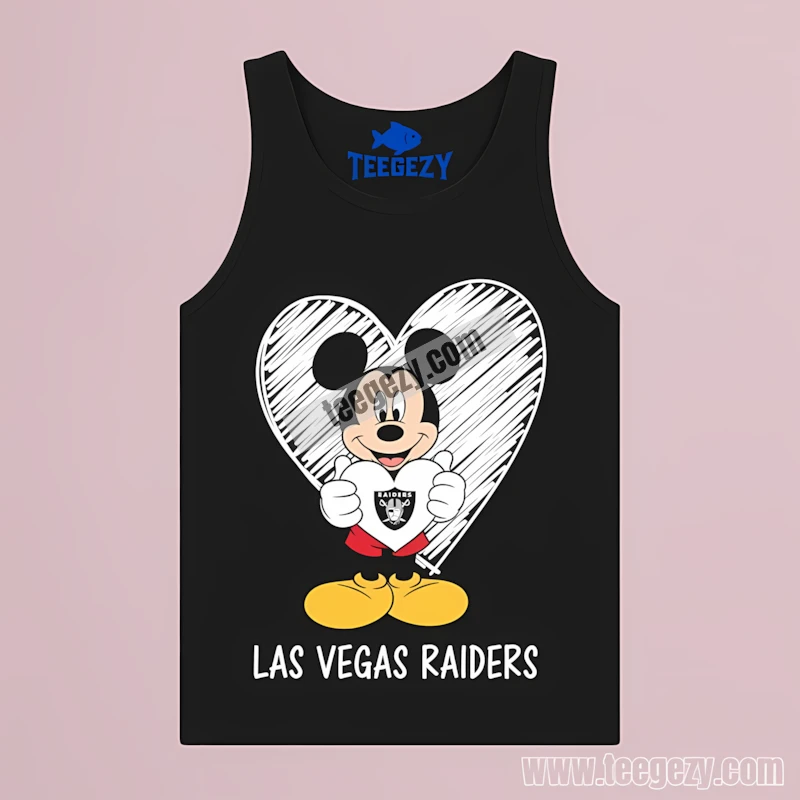 Cute Las Vegas Raiders Mickey Heart Tanktop Men Women Cute Las Vegas Raiders Mickey Heart Tanktop Men Women