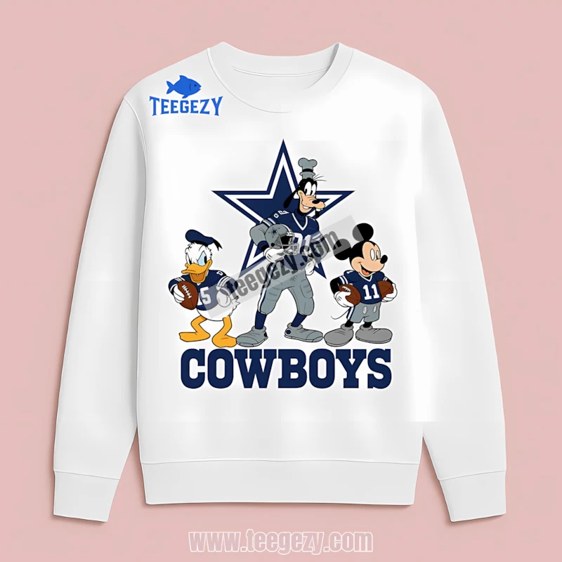 Dallas Cowboys Disney Characters Mickey Donald Goofy Long Sleeve Classic Dallas Cowboys Disney Characters Mickey Donald Goofy Long Sleeve Classic