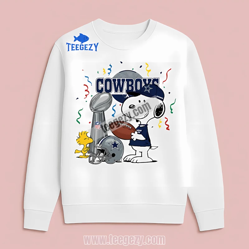 Dallas Cowboys With Champions Snoopy Celebration Long Sleeve Design Dallas Cowboys With Champions Snoopy Celebration Long Sleeve Design