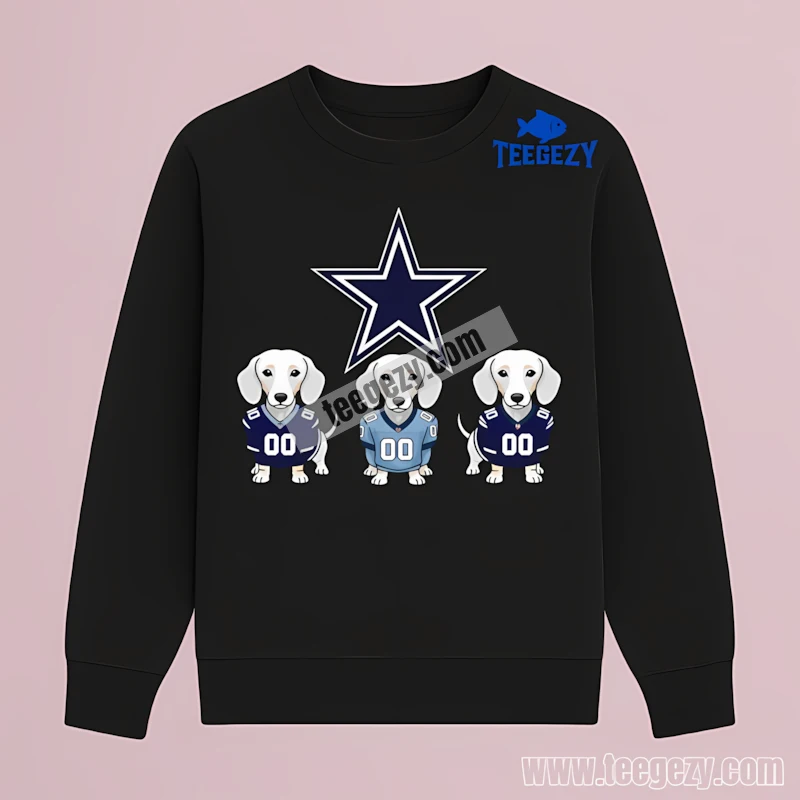 Dallas Cowboys With Dachshund Dogs Long Sleeve Vintage Dallas Cowboys With Dachshund Dogs Long Sleeve Vintage
