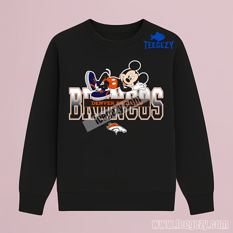 Denver Broncos Vs Cute Mickey Mouse Relaxed Style Long Sleeve Funny Denver Broncos Vs Cute Mickey Mouse Relaxed Style Long Sleeve Funny