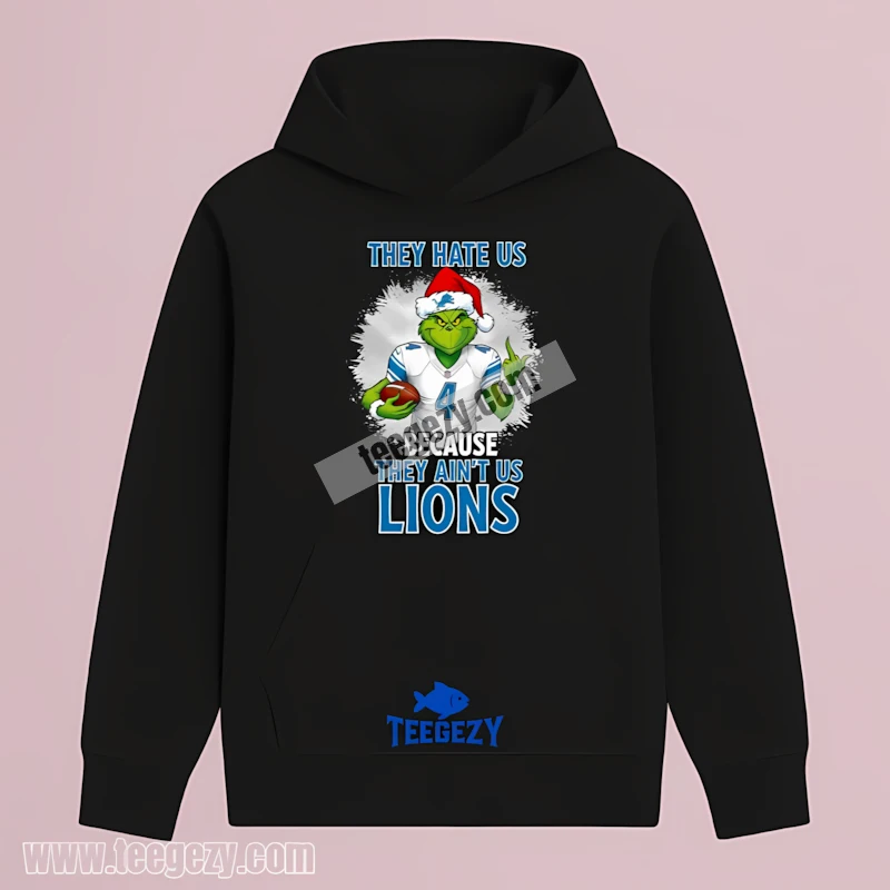 Detroit Lions Grinch Football Uniform They Hate Us Vintage Hoodie Detroit Lions Grinch Football Uniform They Hate Us Vintage Hoodie