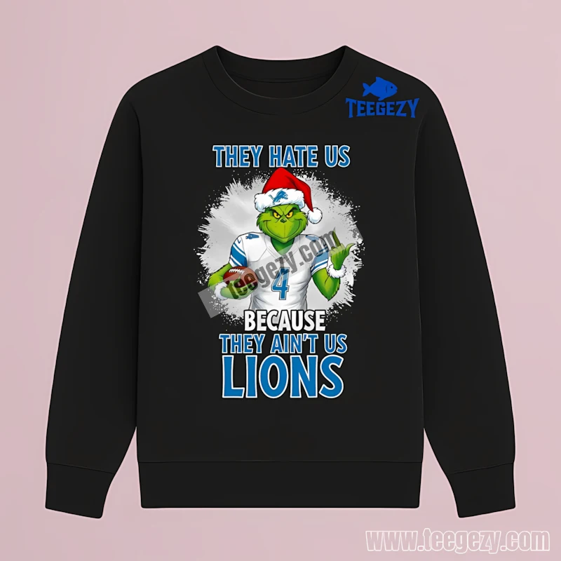 Detroit Lions Grinch Football Uniform They Hate Us Vintage Long Sleeve Detroit Lions Grinch Football Uniform They Hate Us Vintage Long Sleeve