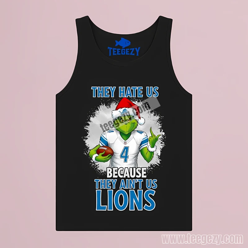 Detroit Lions Grinch Football Uniform They Hate Us Vintage Tanktop Detroit Lions Grinch Football Uniform They Hate Us Vintage Tanktop