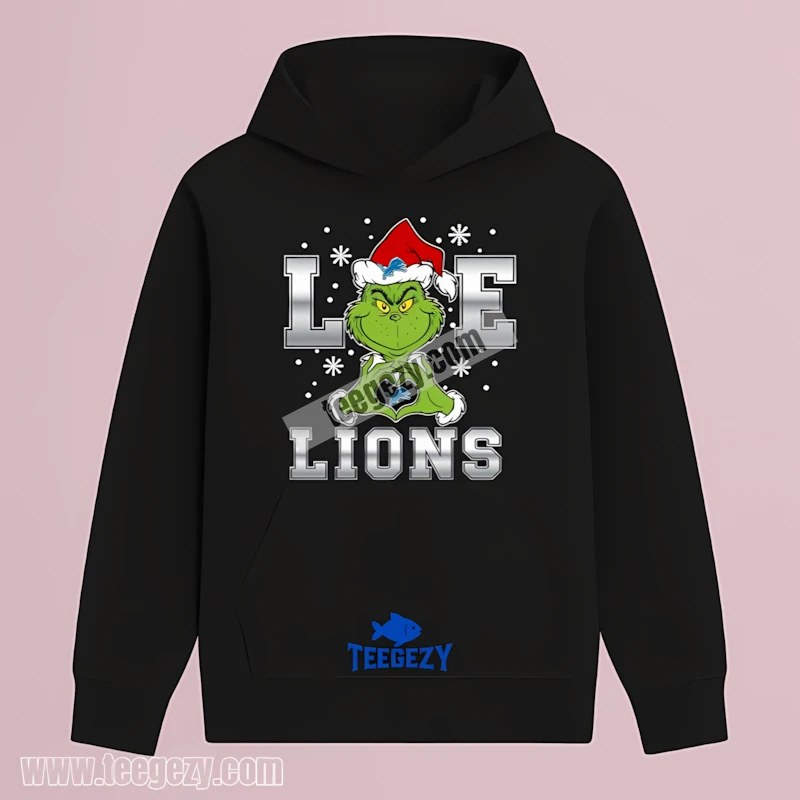 Detroit Lions Grinch Heart Hands Christmas Logo Cotton Hoodie Detroit Lions Grinch Heart Hands Christmas Logo Cotton Hoodie
