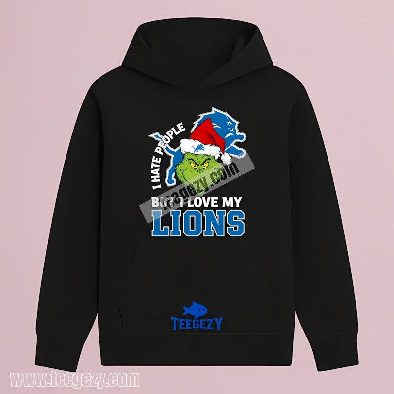 Detroit Lions Grinch I Hate People Love My Lions Circle Black Hoodie Detroit Lions Grinch I Hate People Love My Lions Circle Black Hoodie