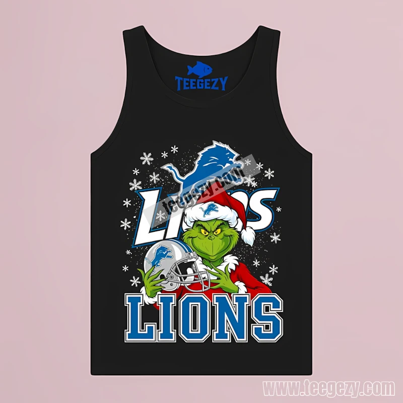 Detroit Lions Grinch Santa Helmet Snowflakes Bold Unisex Tanktop Detroit Lions Grinch Santa Helmet Snowflakes Bold Unisex Tanktop