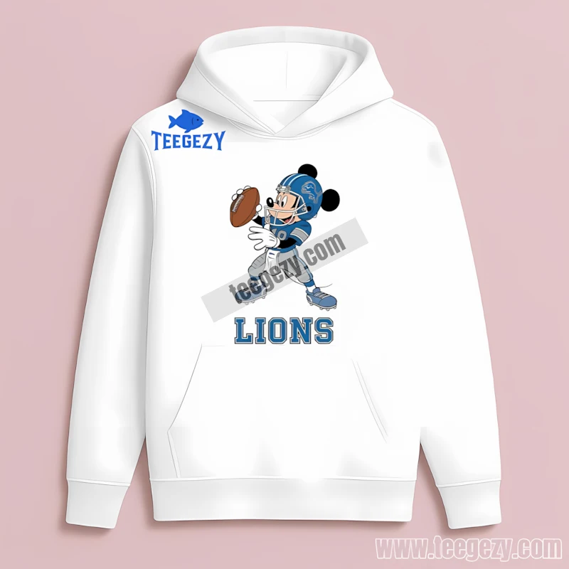 Detroit Lions Mickey Mouse Quarterback White Football Vintage Hoodie Detroit Lions Mickey Mouse Quarterback White Football Vintage Hoodie