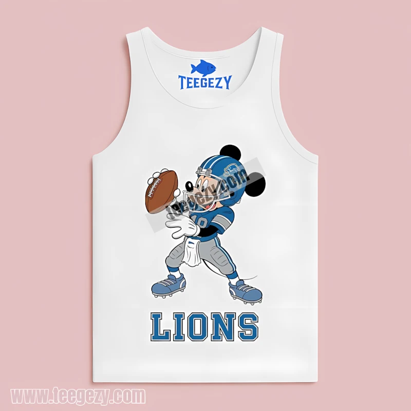 Detroit Lions Mickey Mouse Quarterback White Football Vintage Tanktop Detroit Lions Mickey Mouse Quarterback White Football Vintage Tanktop