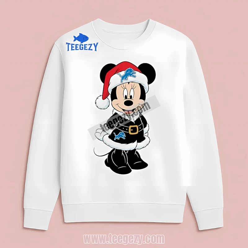 Detroit Lions Minnie Mouse Santa Dress Christmas Long Sleeve Idea Detroit Lions Minnie Mouse Santa Dress Christmas Long Sleeve Idea