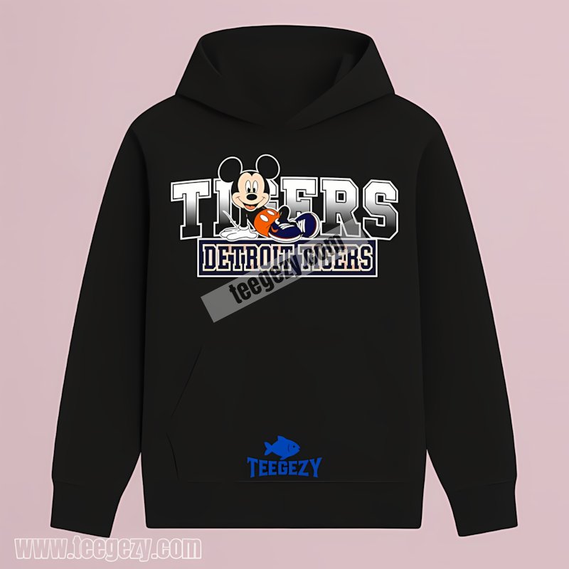 Detroit Tigers Mickey Mouse Lounge Illustration Classic Hoodie Detroit Tigers Mickey Mouse Lounge Illustration Classic Hoodie