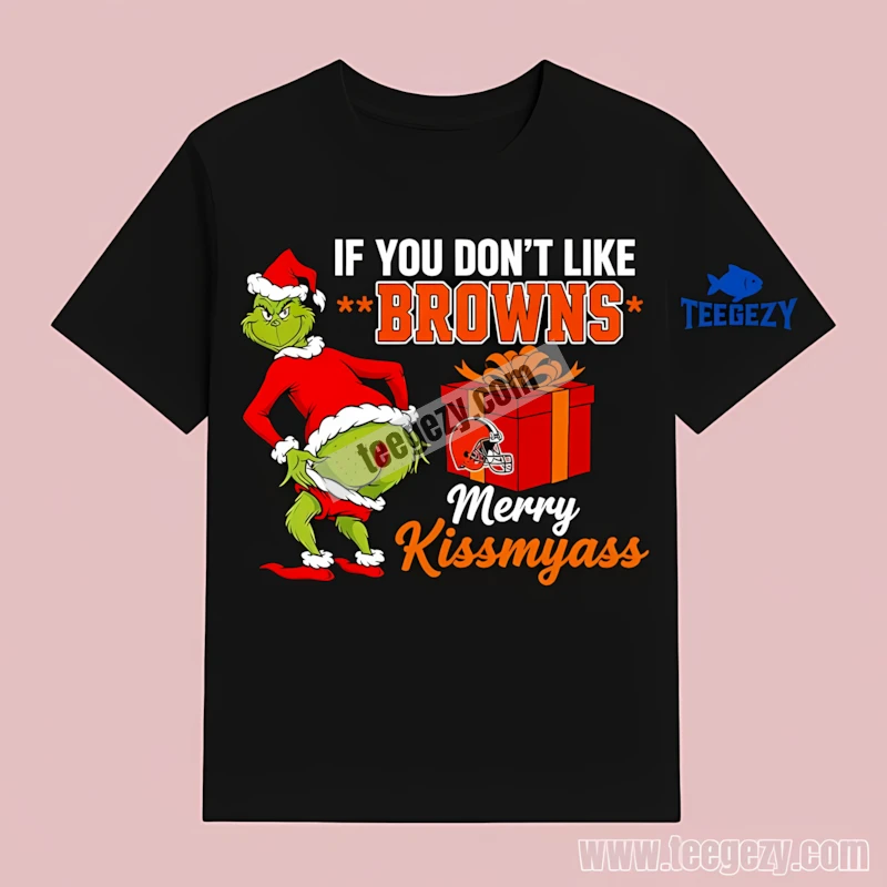 Funny Grinch Merry Kissmyass Cleveland Browns Logo Vintage T-Shirt Funny Grinch Merry Kissmyass Cleveland Browns Logo Vintage T-Shirt
