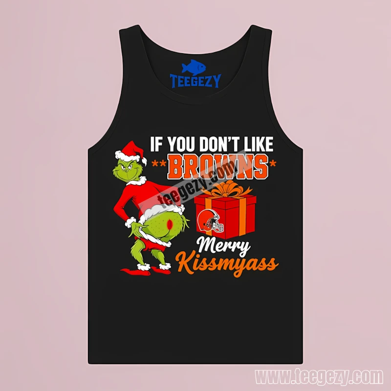 Funny Grinch Merry Kissmyass Cleveland Browns Logo Vintage Tanktop Funny Grinch Merry Kissmyass Cleveland Browns Logo Vintage Tanktop