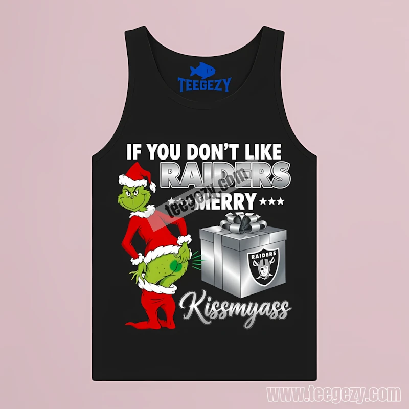 Funny Las Vegas Raiders Grinch Merry Kissmyass Tanktop Men Women Funny Las Vegas Raiders Grinch Merry Kissmyass Tanktop Men Women