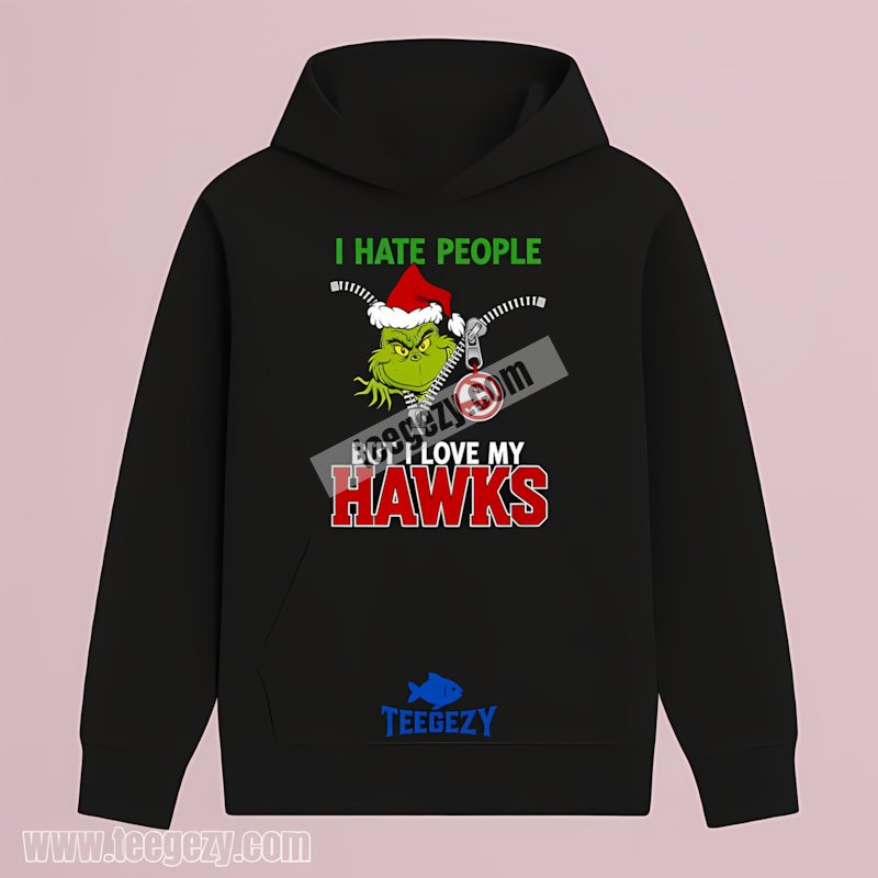 Funny Xmas Atlanta Hawks Grinch Zipper I Hate People Hoodie Funny Xmas Atlanta Hawks Grinch Zipper I Hate People Hoodie