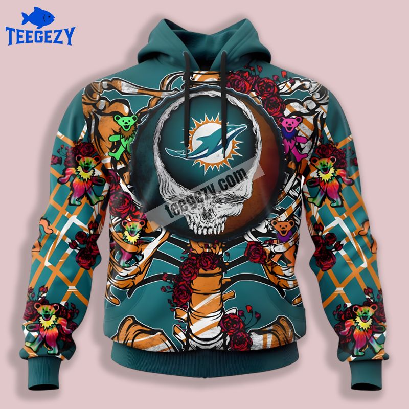 Grateful Dead Miami Dolphins Blue 3D Hoodies Men Grateful Dead Miami Dolphins Blue 3D Hoodies Men