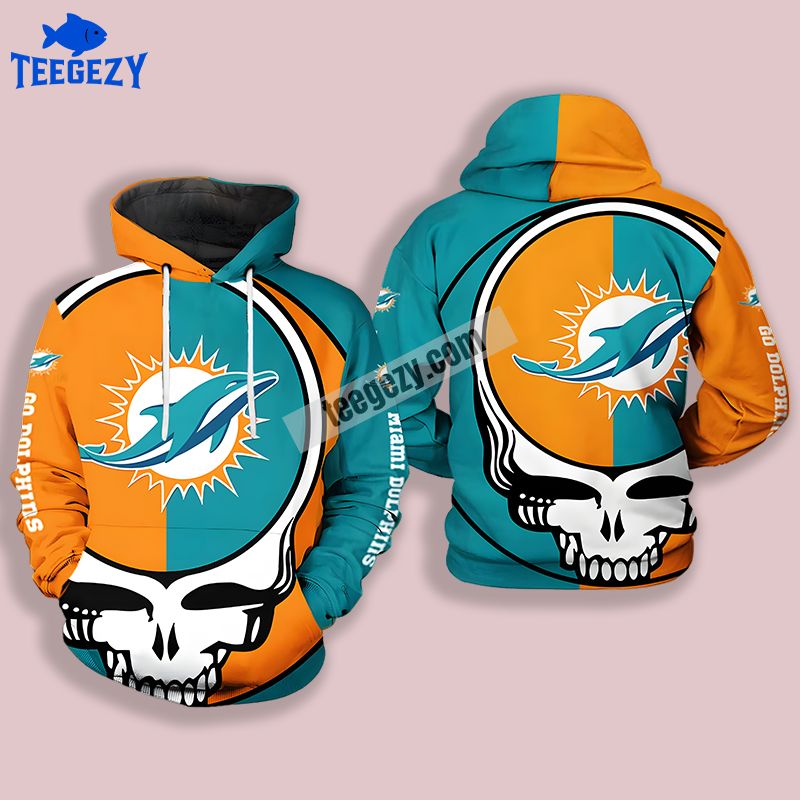 Grateful Dead Miami Dolphins Blue Yellow 3D Hoodie Jacket Grateful Dead Miami Dolphins Blue Yellow 3D Hoodie Jacket