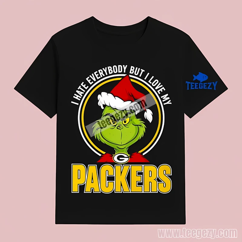 Green Bay Packers Grinch I Hate Everybody But I Love My T-Shirt Green Bay Packers Grinch I Hate Everybody But I Love My T-Shirt