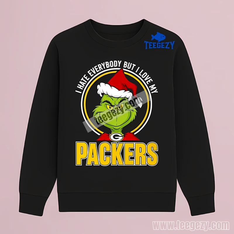Green Bay Packers Grinch I Hate Everybody But I Love My Long Sleeve Green Bay Packers Grinch I Hate Everybody But I Love My Long Sleeve