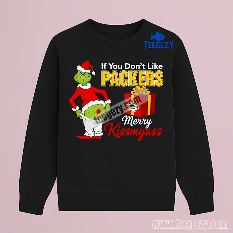 Green Bay Packers Grinch Merry Kissmyass Funny Holiday Long Sleeve Green Bay Packers Grinch Merry Kissmyass Funny Holiday Long Sleeve