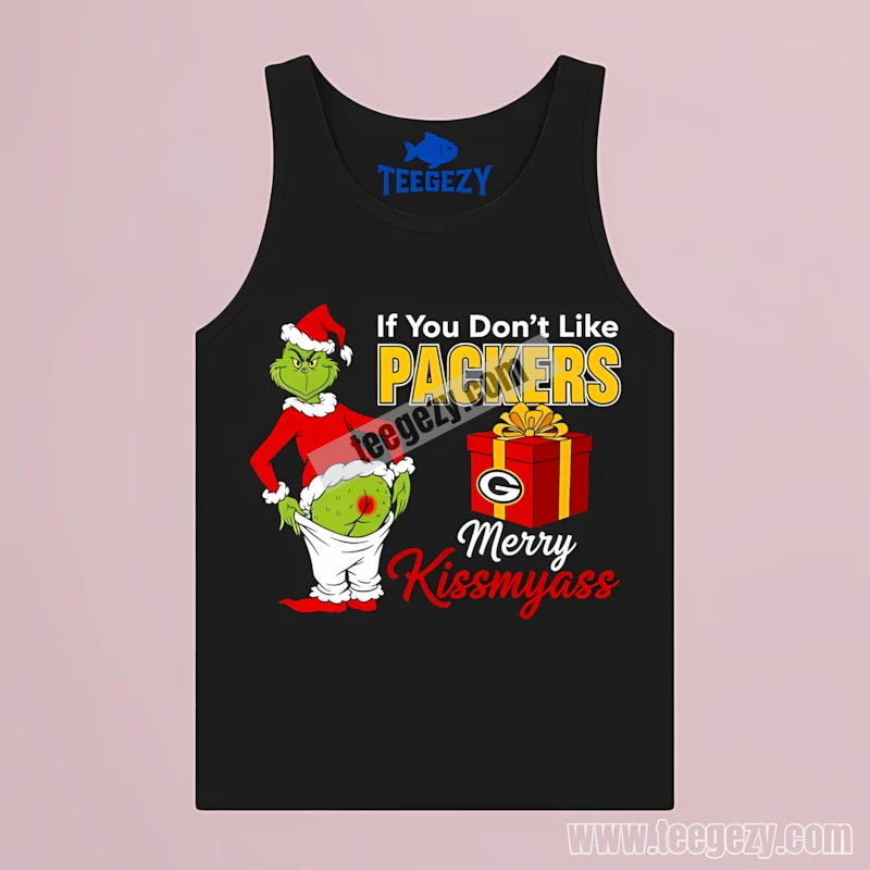 Green Bay Packers Grinch Merry Kissmyass Funny Holiday Tanktop Green Bay Packers Grinch Merry Kissmyass Funny Holiday Tanktop